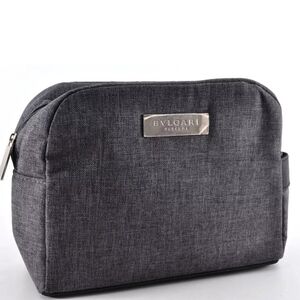 NWOT BVLGARI Parfums Pouch Canvas Gray Zip Unused